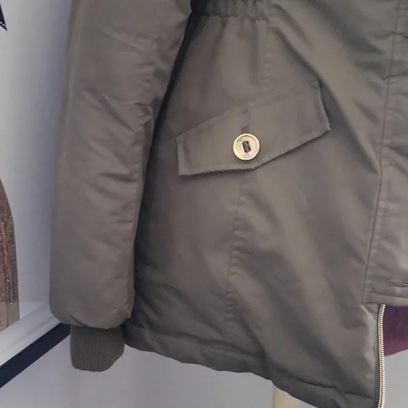 MICHAEL Michael Kors Olive Puffer Coat with Faux Fur Hood - Picture 5 of 9